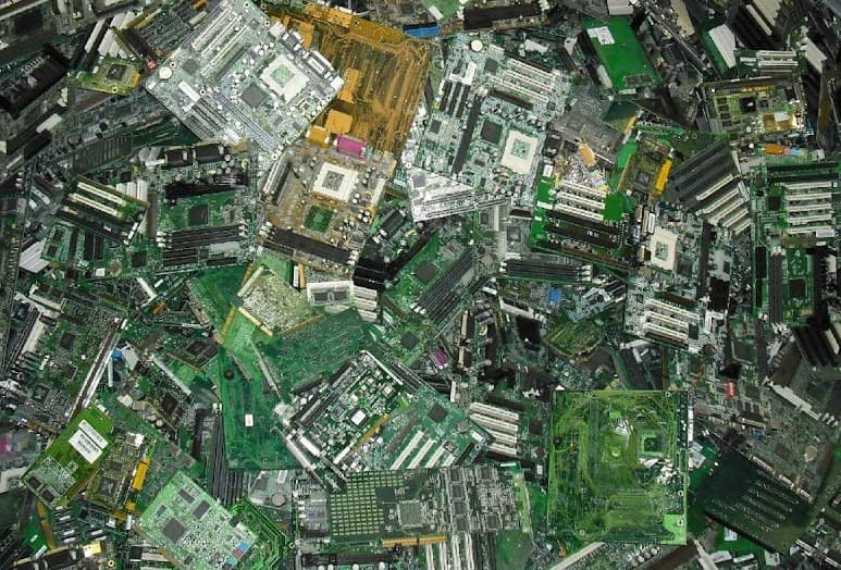 Aerial shot of electronics/e-waste processing